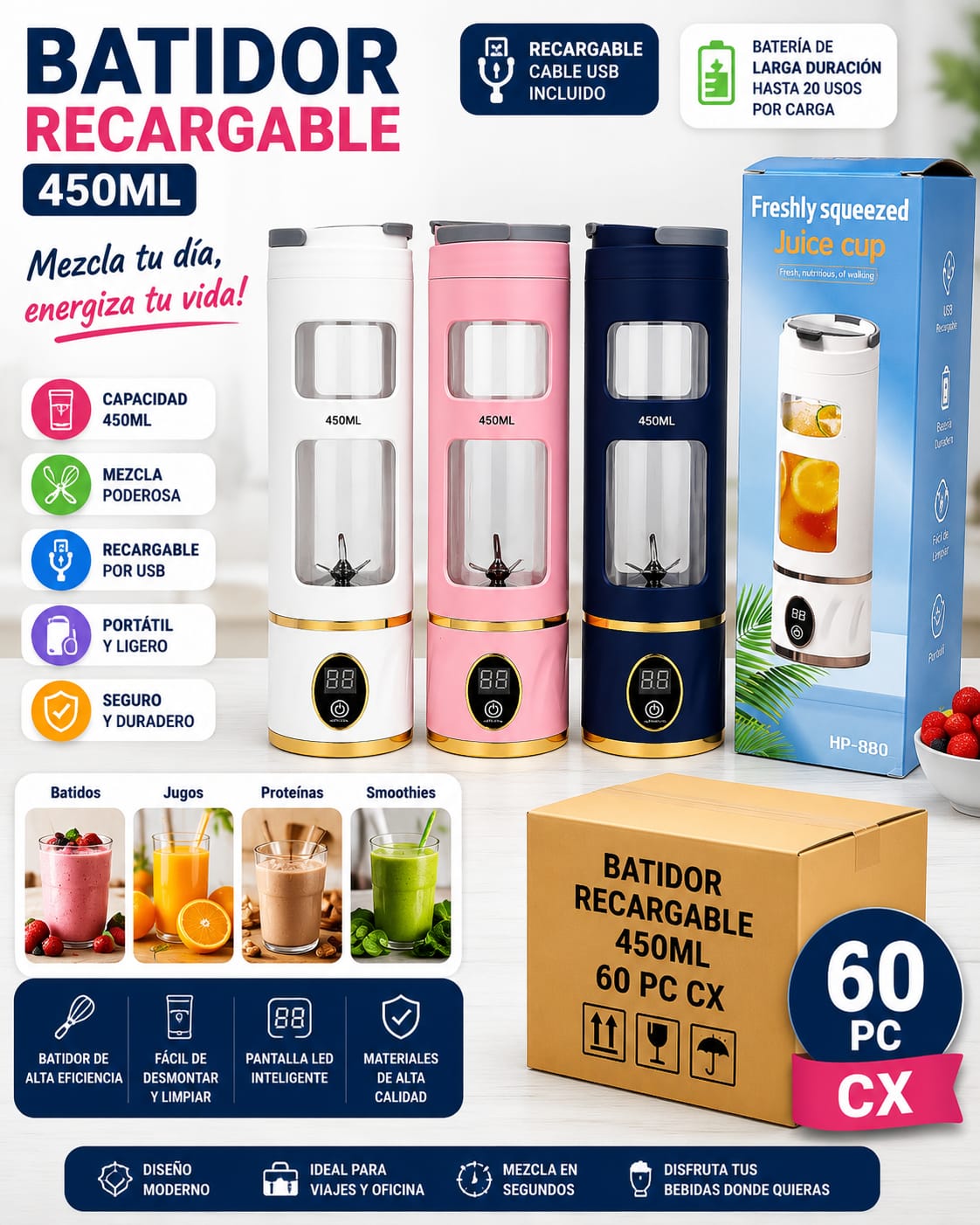 BATIDORA PORTATIL 450ML