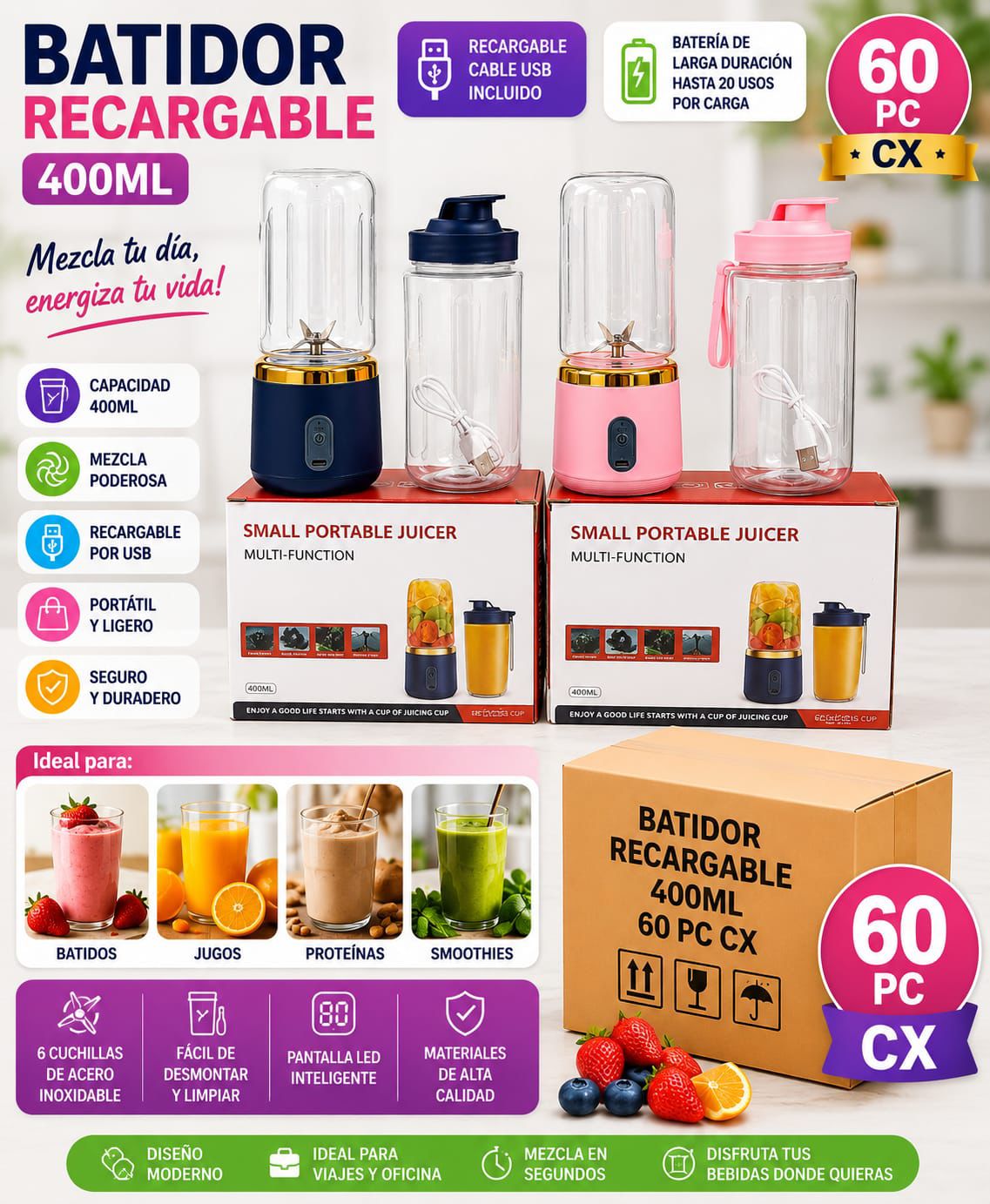 BATIDORA PORTATIL 400ML